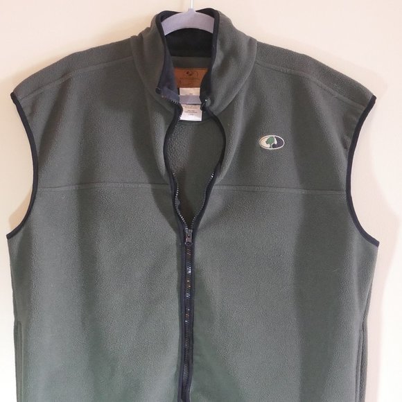 Mossy Oak Men's Size L Green Fleece Zip Vest Sleeveless - Picture 2 of 7